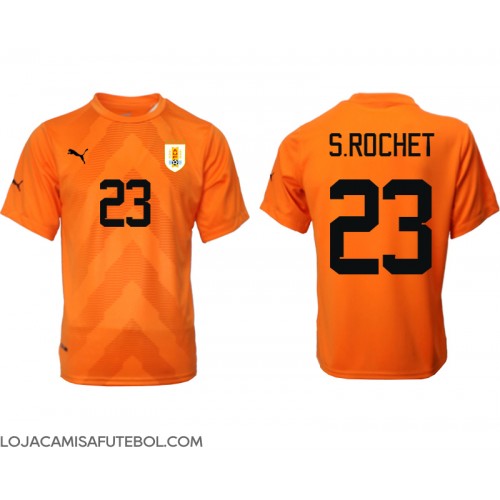 Camisa de Futebol Uruguai Sergio Rochet #23 Goleiro Equipamento Secundário Mundo 2022 Manga Curta